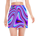 Purple Psychedelic Trippy Print Side Slit Mini Skirt
