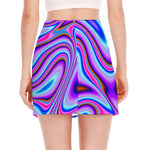 Purple Psychedelic Trippy Print Side Slit Mini Skirt