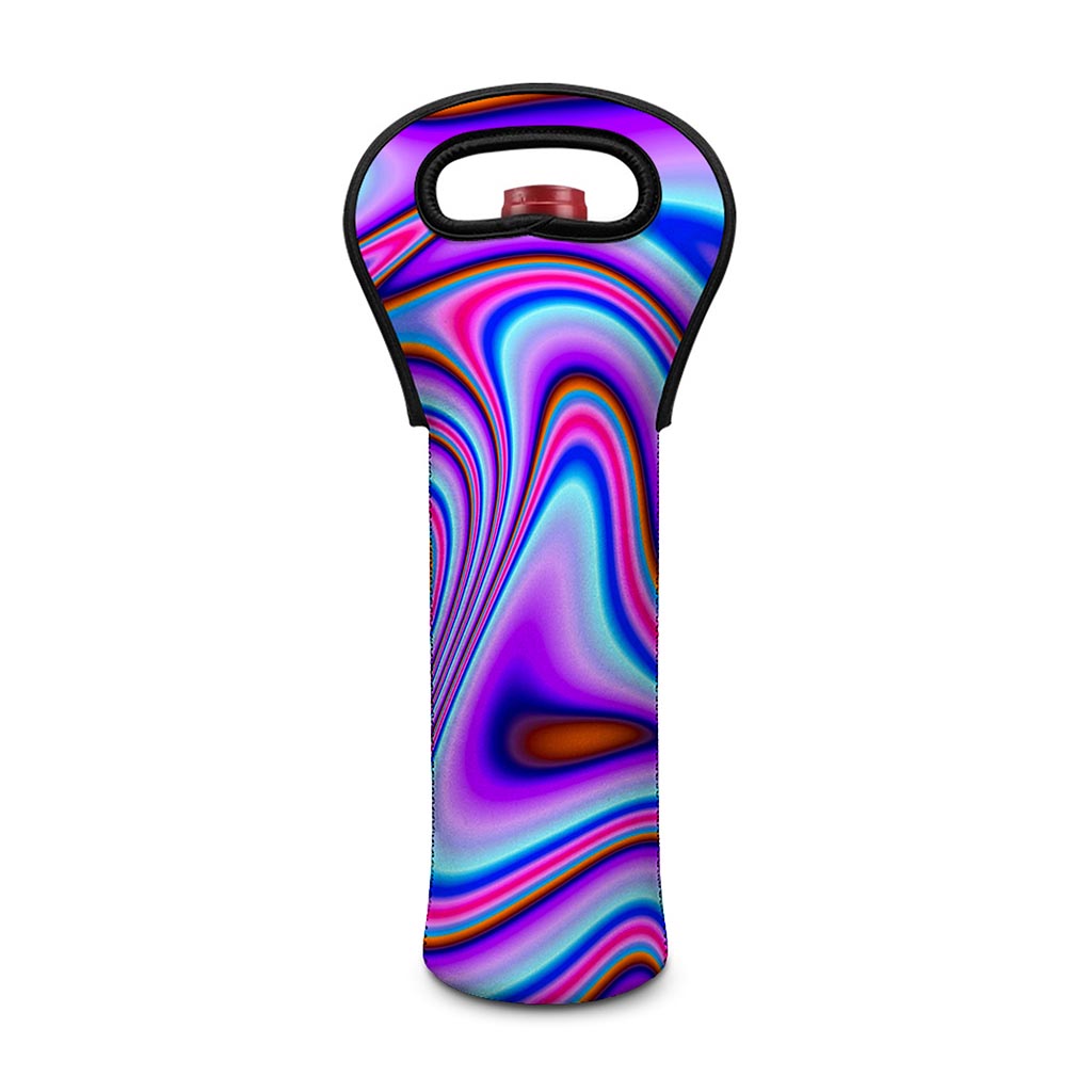 Purple Psychedelic Trippy Print Single Neoprene Wine Tote