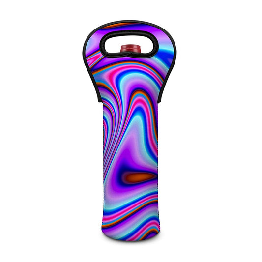 Purple Psychedelic Trippy Print Single Neoprene Wine Tote
