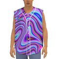 Purple Psychedelic Trippy Print Sleeveless Baseball Jersey