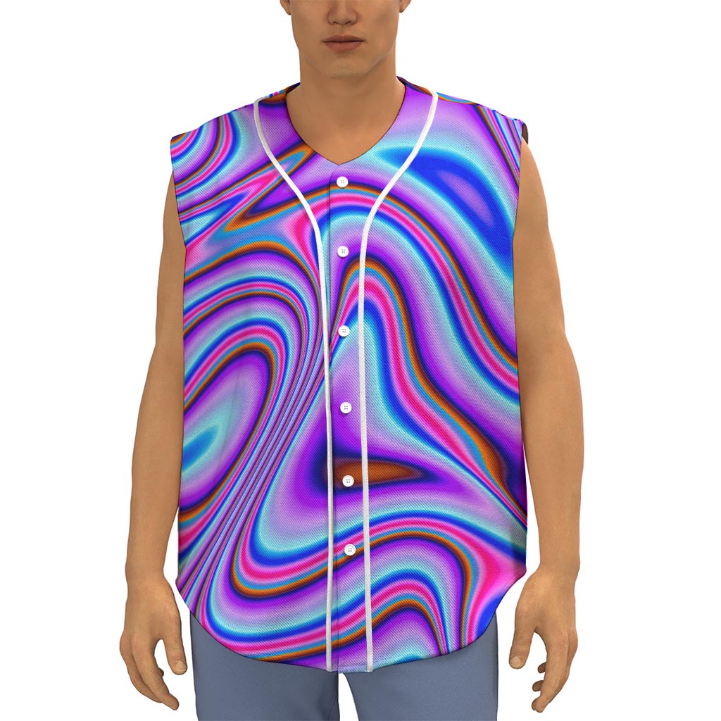 Purple Psychedelic Trippy Print Sleeveless Baseball Jersey