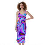 Purple Psychedelic Trippy Print Slim Fit Midi Cami Dress