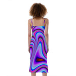 Purple Psychedelic Trippy Print Slim Fit Midi Cami Dress