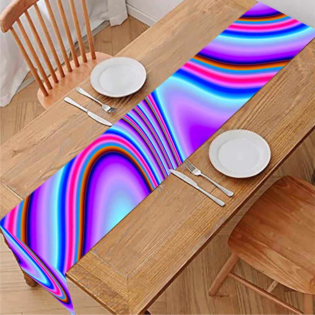 Purple Psychedelic Trippy Print Table Runner
