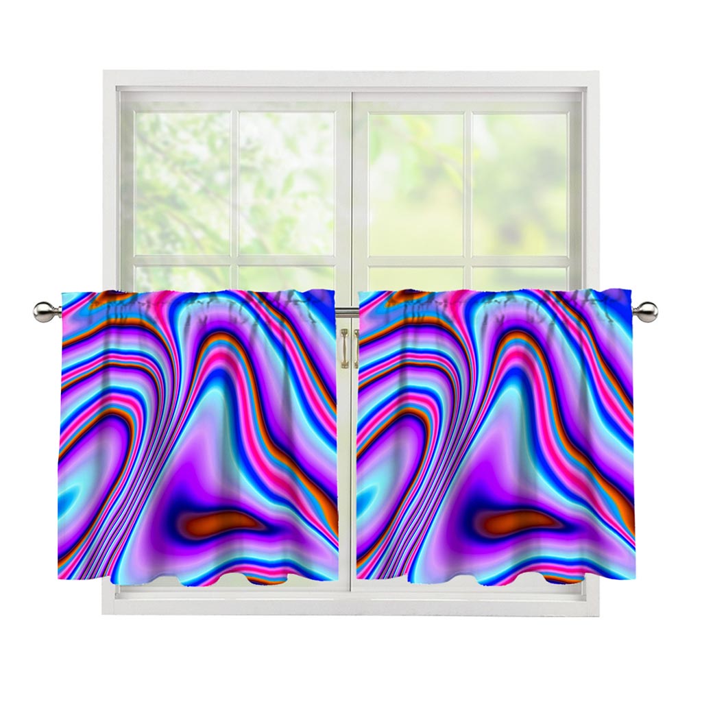 Purple Psychedelic Trippy Print Tier Curtains