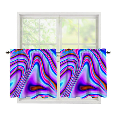 Purple Psychedelic Trippy Print Tier Curtains