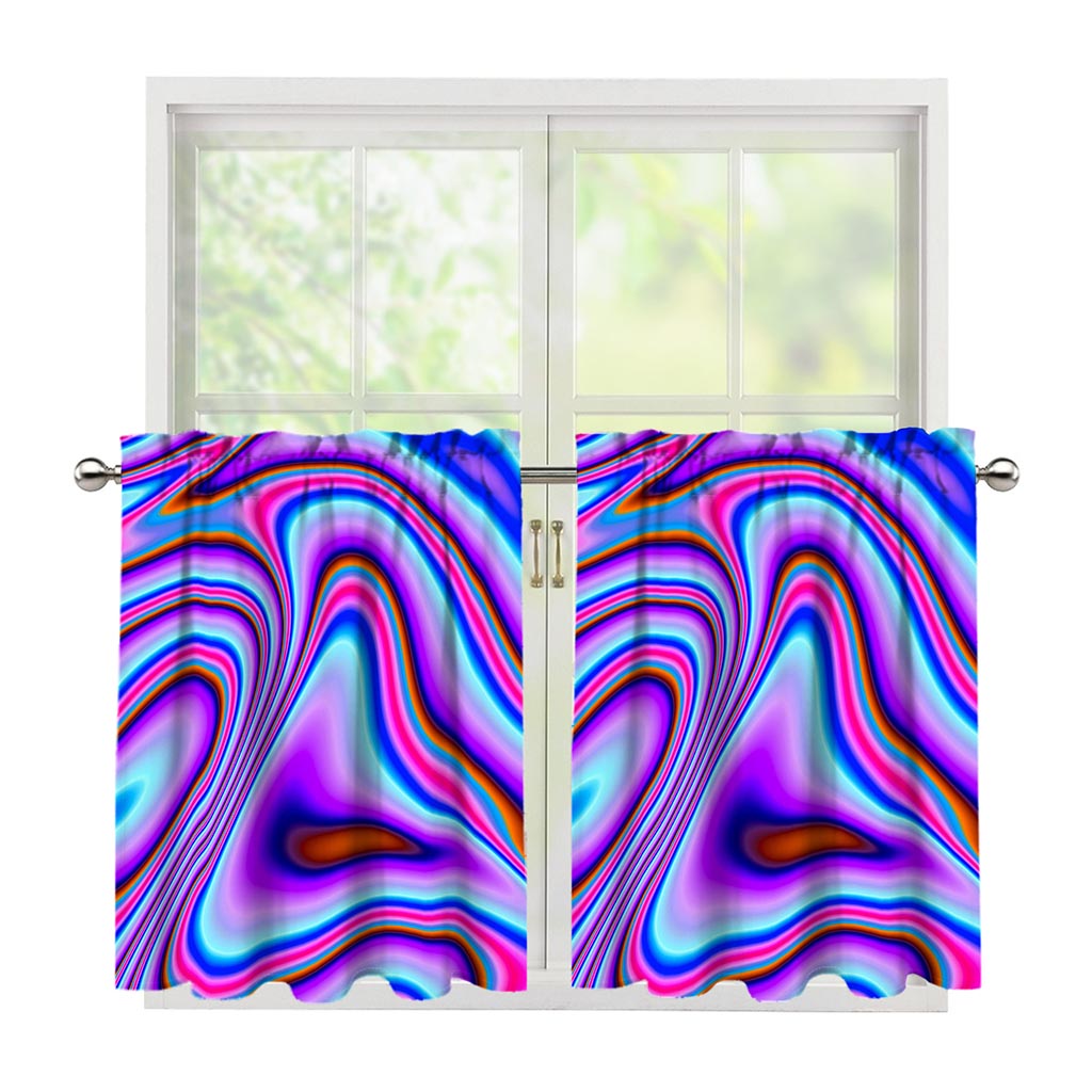 Purple Psychedelic Trippy Print Tier Curtains