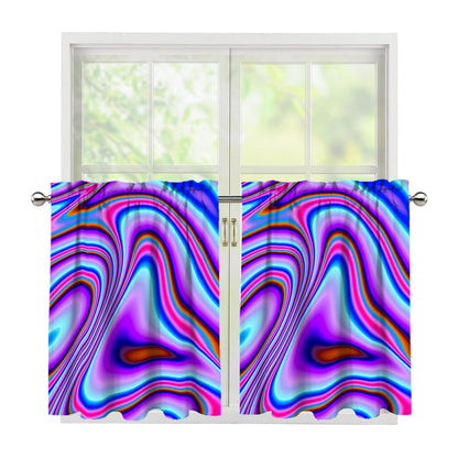 Purple Psychedelic Trippy Print Tier Curtains