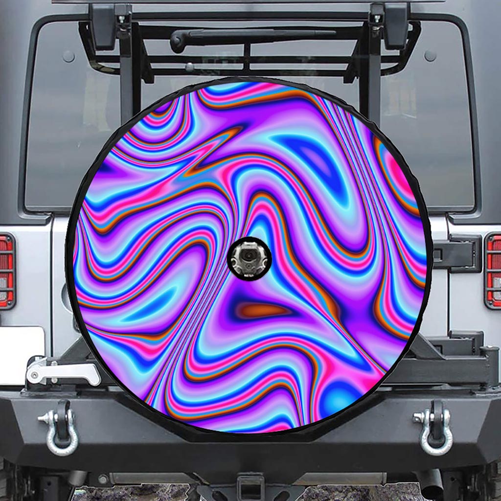 Purple Psychedelic Trippy Print Tire Cover With Camera Hole