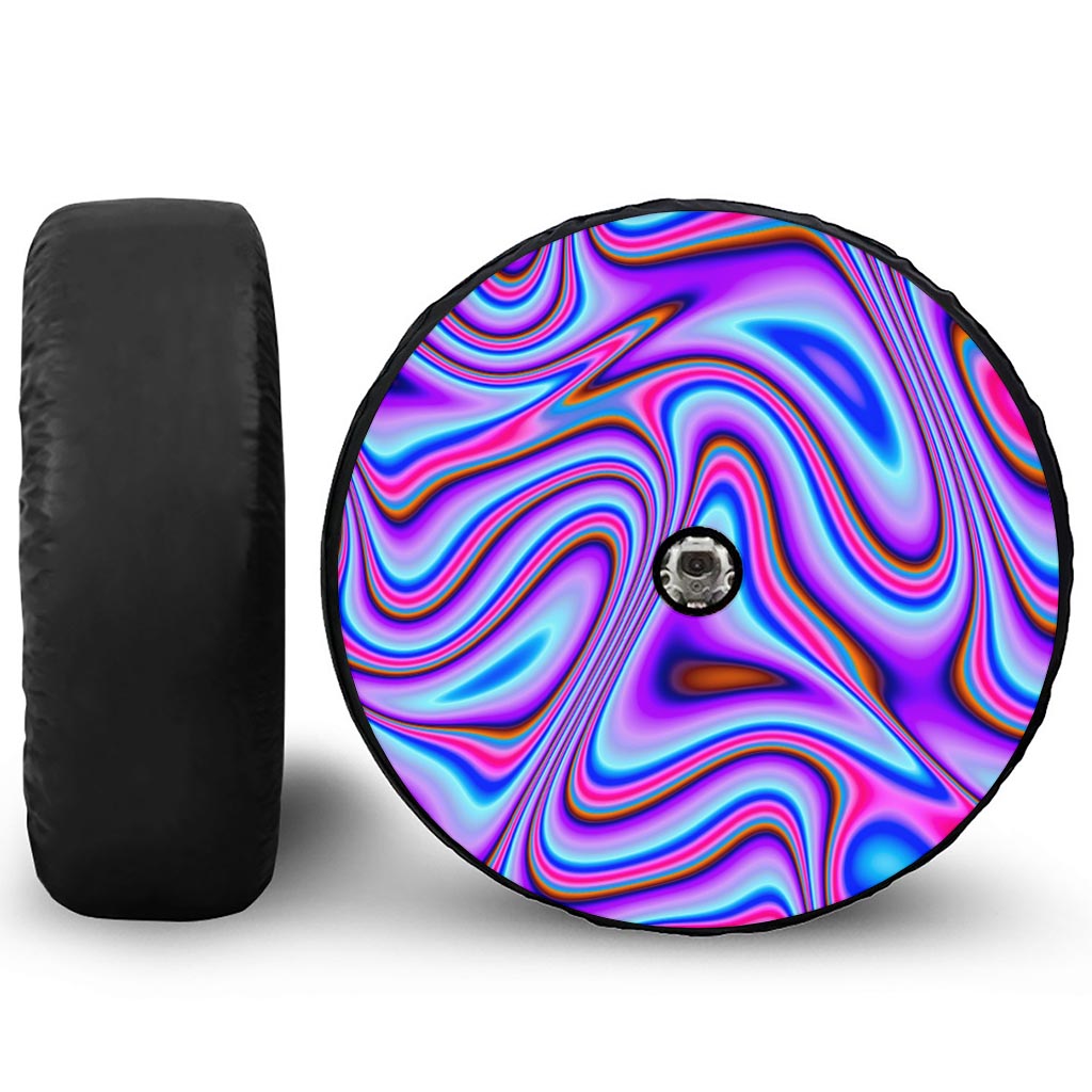 Purple Psychedelic Trippy Print Tire Cover With Camera Hole