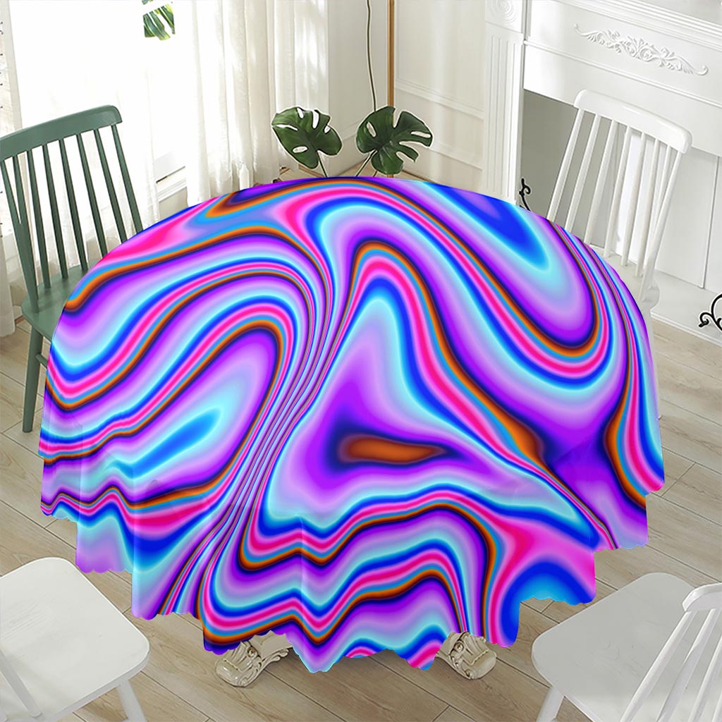 Purple Psychedelic Trippy Print Waterproof Round Tablecloth