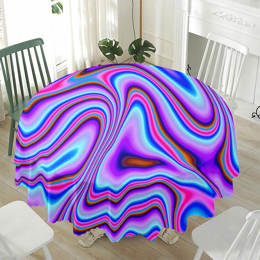 Purple Psychedelic Trippy Print Waterproof Round Tablecloth