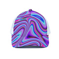 Purple Psychedelic Trippy Print White Mesh Trucker Hat