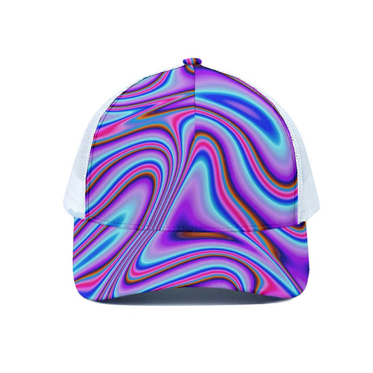 Purple Psychedelic Trippy Print White Mesh Trucker Cap