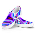 Purple Psychedelic Trippy Print White Slip On Sneakers
