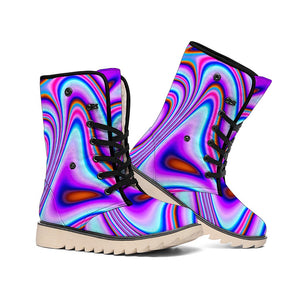 Purple Psychedelic Trippy Print Winter Boots