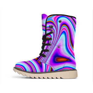 Purple Psychedelic Trippy Print Winter Boots