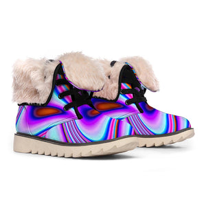 Purple Psychedelic Trippy Print Winter Boots