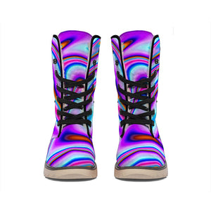 Purple Psychedelic Trippy Print Winter Boots