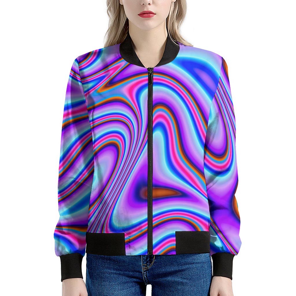 Purple Psychedelic Trippy Print Women's Bomber Jacket