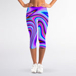Purple Psychedelic Trippy Print Women's Capri Leggings