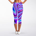 Purple Psychedelic Trippy Print Women's Capri Leggings