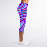 Purple Psychedelic Trippy Print Women's Capri Leggings
