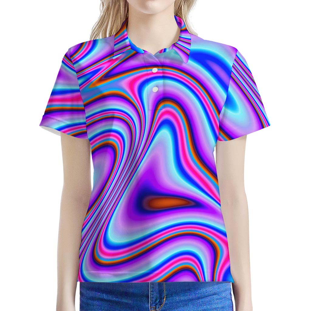 Purple Psychedelic Trippy Print Women's Polo Shirt