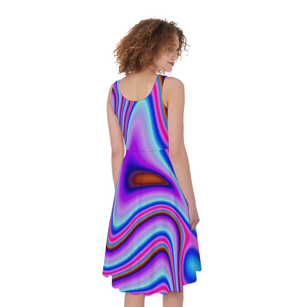 Purple Psychedelic Trippy Print Women's Sleeveless Dress