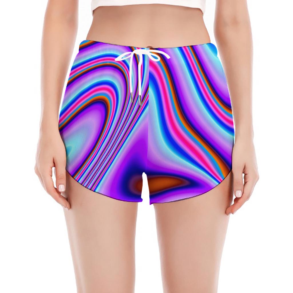 Purple Psychedelic Trippy Print Women's Split Running Shorts