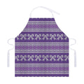 Purple Ribbon Knitted Pattern Print Adjustable Apron