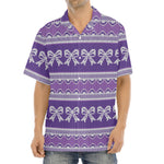 Purple Ribbon Knitted Pattern Print Aloha Shirt