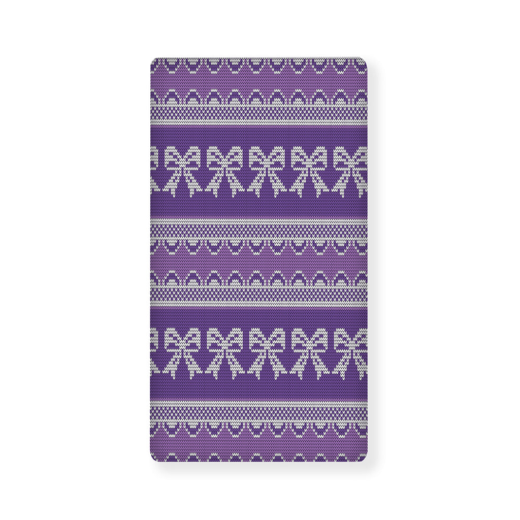 Purple Ribbon Knitted Pattern Print Baby Crib Sheet