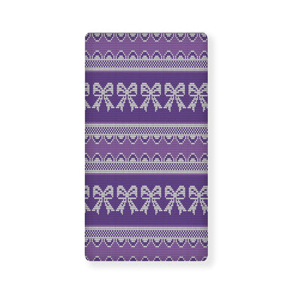 Purple Ribbon Knitted Pattern Print Baby Crib Sheet