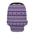 Purple Ribbon Knitted Pattern Print Baby Seat Cover