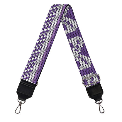 Purple Ribbon Knitted Pattern Print Bag Strap