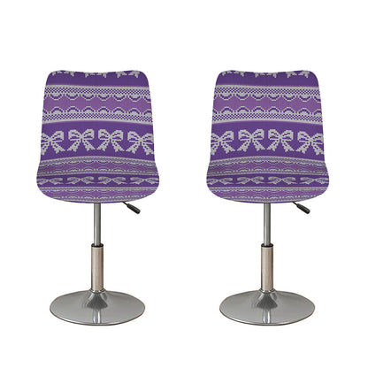 Purple Ribbon Knitted Pattern Print Bar Stool Covers