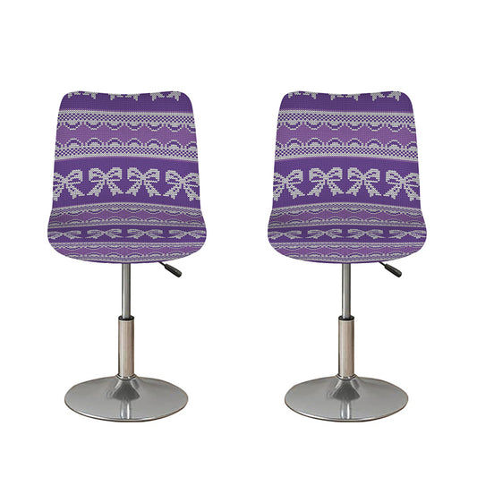 Purple Ribbon Knitted Pattern Print Bar Stool Covers