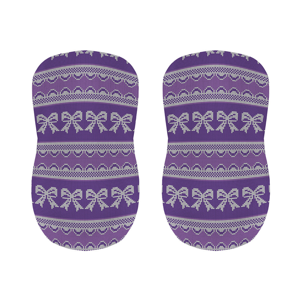 Purple Ribbon Knitted Pattern Print Bar Stool Covers