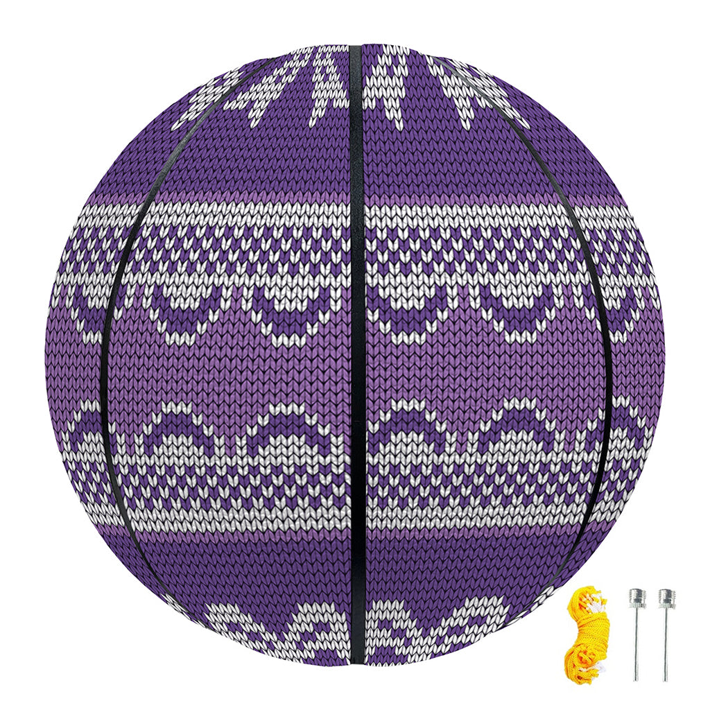 Purple Ribbon Knitted Pattern Print Basketball