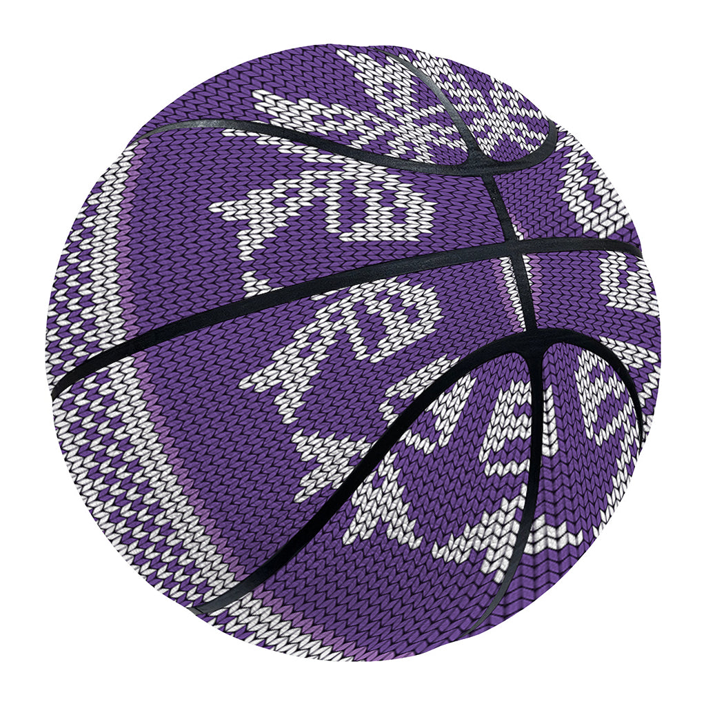 Purple Ribbon Knitted Pattern Print Basketball