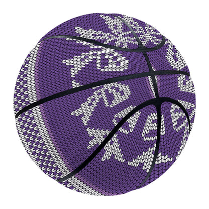 Purple Ribbon Knitted Pattern Print Basketball