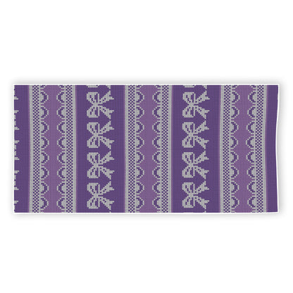 Purple Ribbon Knitted Pattern Print Beach Towel