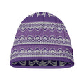 Purple Ribbon Knitted Pattern Print Beanie