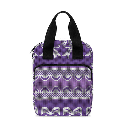 Purple Ribbon Knitted Pattern Print Bible Tote Bag
