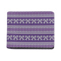 Purple Ribbon Knitted Pattern Print Bifold Wallet