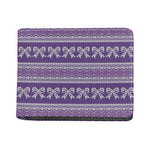 Purple Ribbon Knitted Pattern Print Bifold Wallet