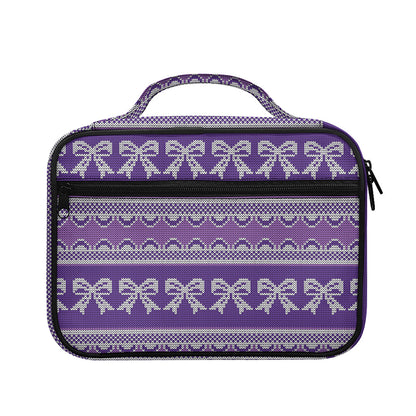 Purple Ribbon Knitted Pattern Print Briefcase Bible Bag