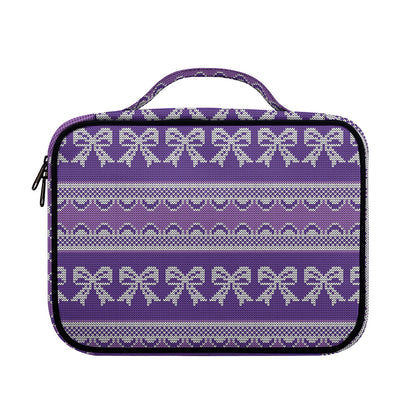 Purple Ribbon Knitted Pattern Print Briefcase Bible Bag